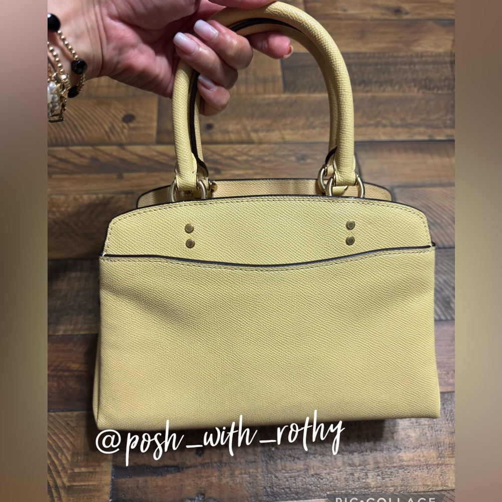 Coach Pebbled Leather Satchel in Light Yellow - Picture 4 of 14